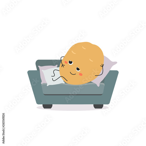 Couch potato funny cartoon character