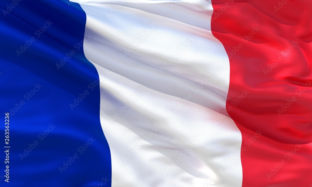 Realistic silk material France waving flag, high quality detailed fabric texture. 3d illustration Realistic silk material France waving flag, high quality detailed fabric texture. 3d illustration