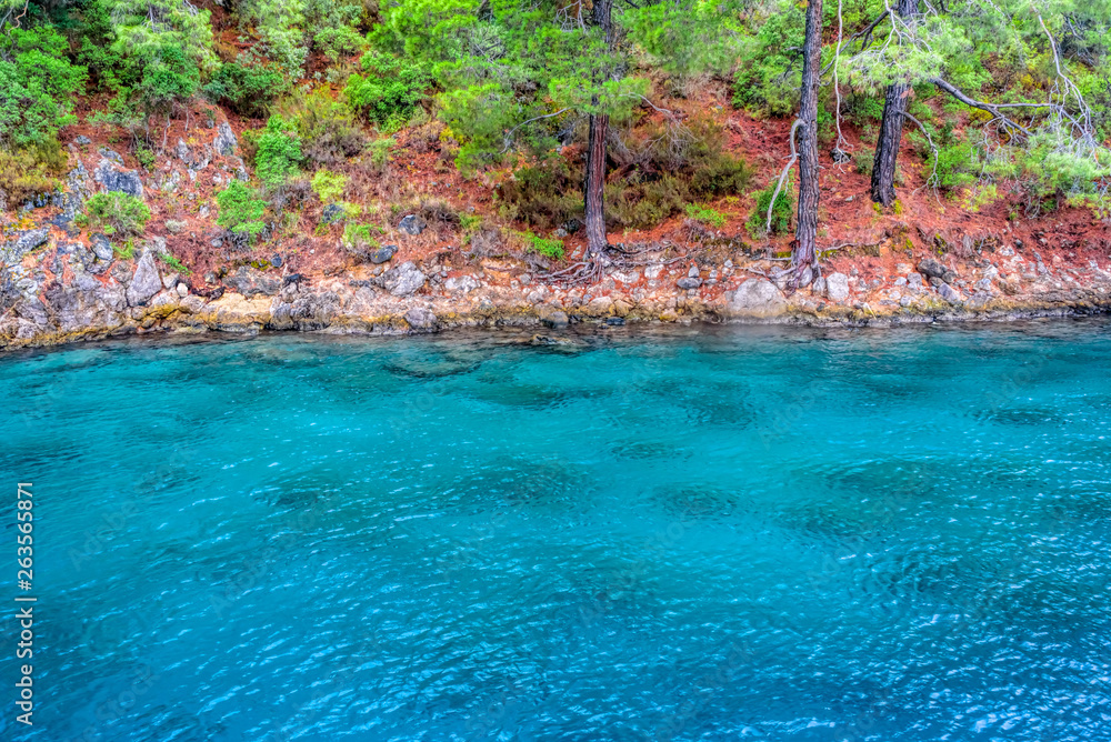 Turquoise waters of Mediterranean coastline