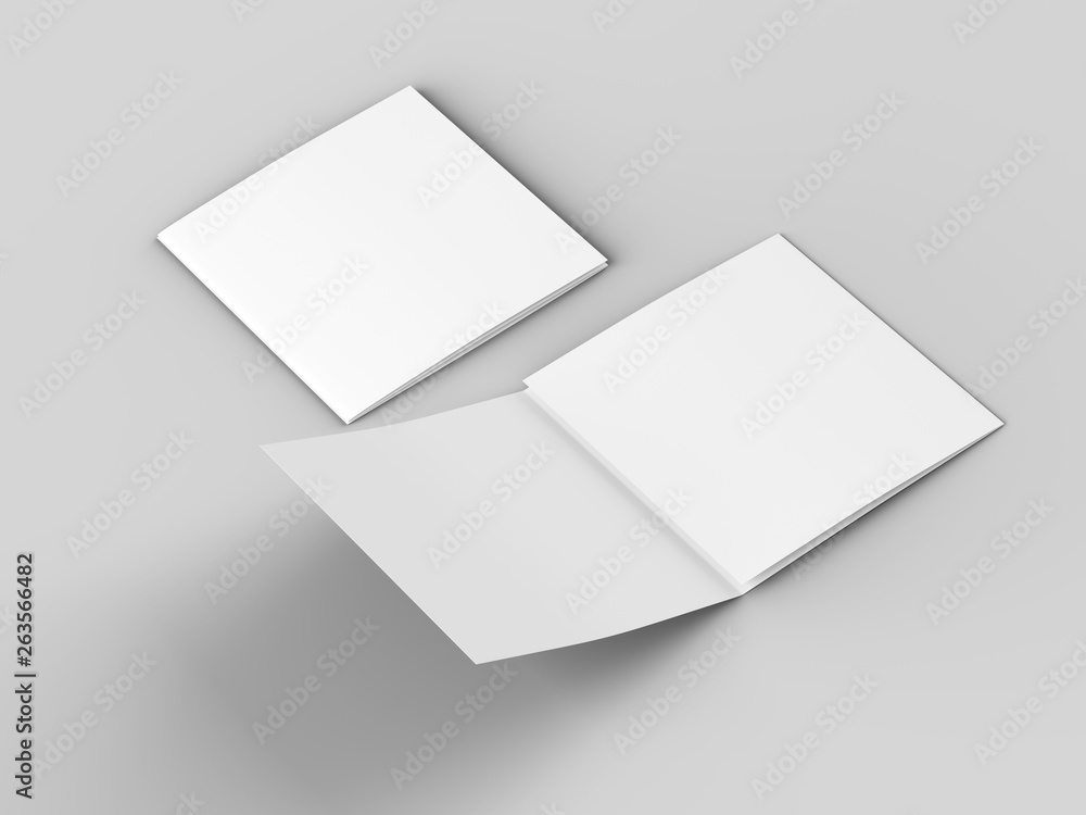 Open tri-folded laflet in square format. Open tri-folded laflet in square format.