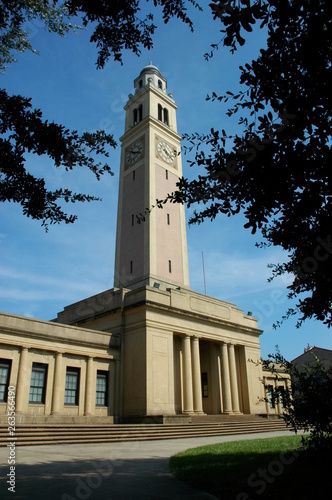 View of LSU Memorial Tower, located in the main campus, Baton Rouge, Louisiana USA.