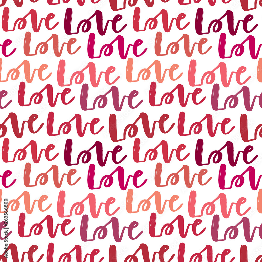 Seamless pattern with text Love. Vector romantic texture. Hand drawn calligraphic love pattern for wrapping paper, fashion textile design . Valentines day background or wedding decoration Seamless pattern with text Love. Vector romantic texture. Hand drawn calligraphic love pattern for wrapping paper, fashion textile design . Valentines day background or wedding decoration
