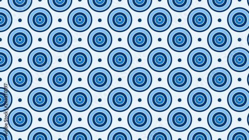 Blue Seamless Concentric Circles Pattern Background Vector