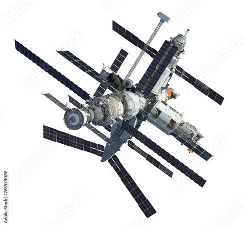 Fototapeta Naklejka Na Ścianę i Meble -  Russian Space Station Isolated Over White Background