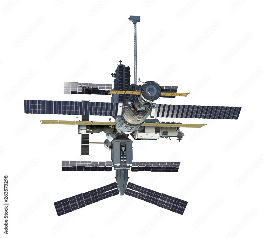 Russian Space Station Isolated On White Background