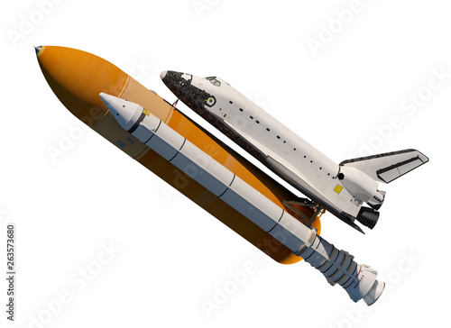 Fototapeta Naklejka Na Ścianę i Meble -  American Space Shuttle Isolated On White Background