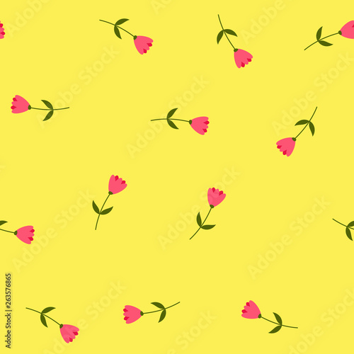 Small flowers and leaves seamless pattern.
