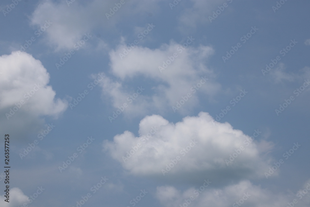 Fluffy Cloud , Cumulus , on the Clear Blue Sky, Summer Holidays