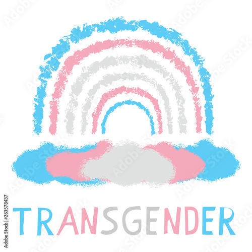 Hand drawn transgender cloud, sun vector illustration. Multicolor