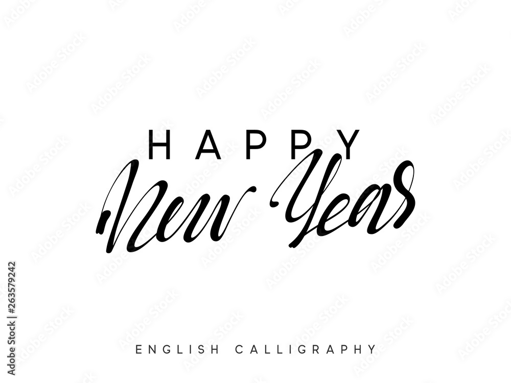 Text Happy New Year. Xmas calligraphy lettering Text Happy New Year. Xmas calligraphy lettering