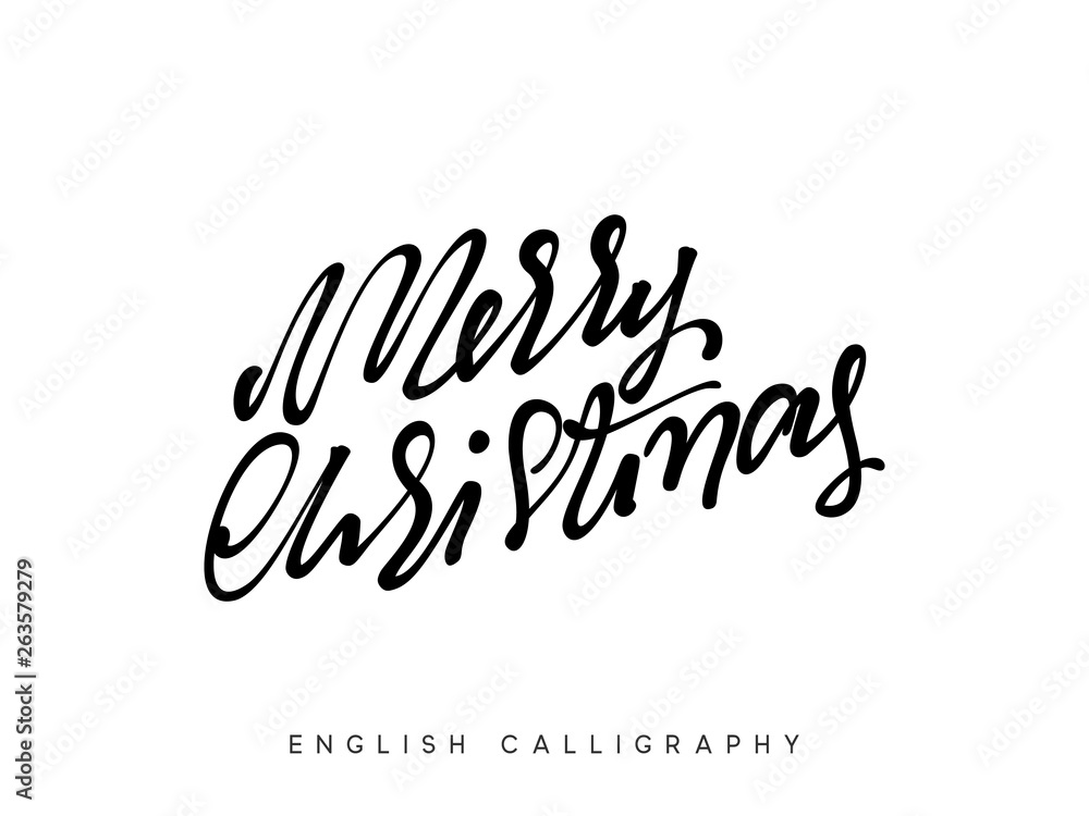 Text Merry Christmas. Xmas hand drawn calligraphy lettering Text Merry Christmas. Xmas hand drawn calligraphy lettering