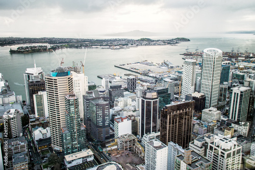 Auckland city view in New Zealand from famous Sky Tower