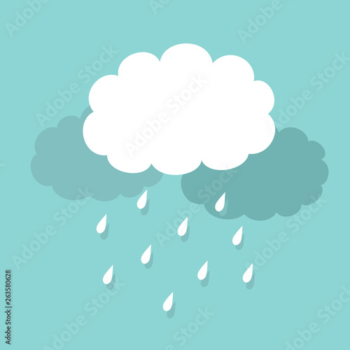 Cloud and rain on blue background