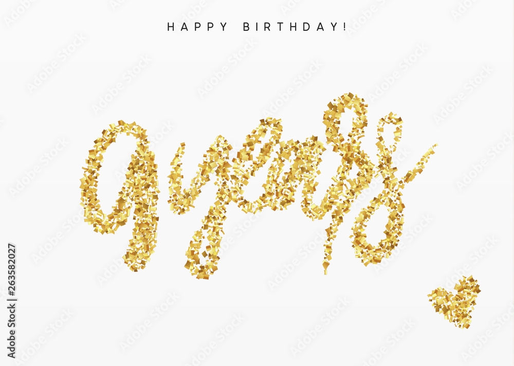 Nine years, Number 9, lettering sign from golden confetti Nine years, Number 9, lettering sign from golden confetti