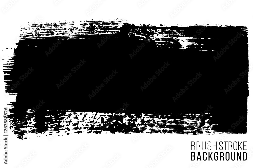 Vector hand drawn big brush stain. Monochrome ink painted stroke. Painted by brush black stain. Monochrome artistic backdrop. One color grungy background. Vector hand drawn big brush stain. Monochrome ink painted stroke. Painted by brush black stain. Monochrome artistic backdrop. One color grungy background.