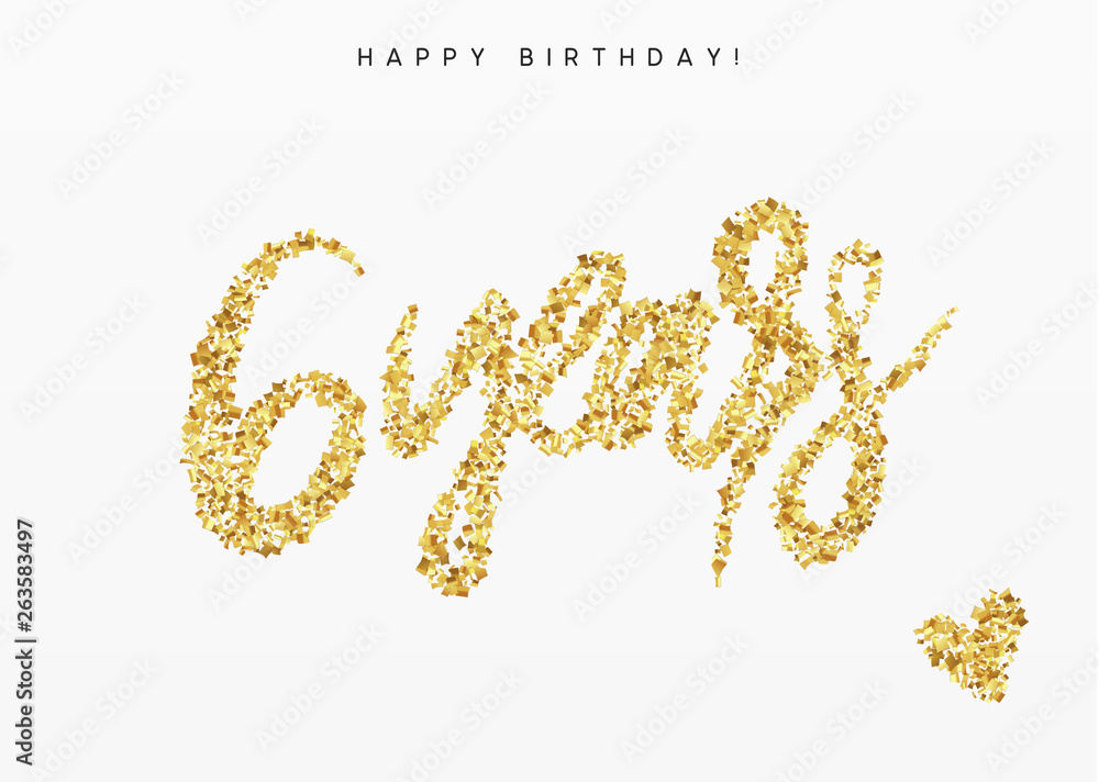 Six years, Number 6, lettering sign from golden confetti Six years, Number 6, lettering sign from golden confetti