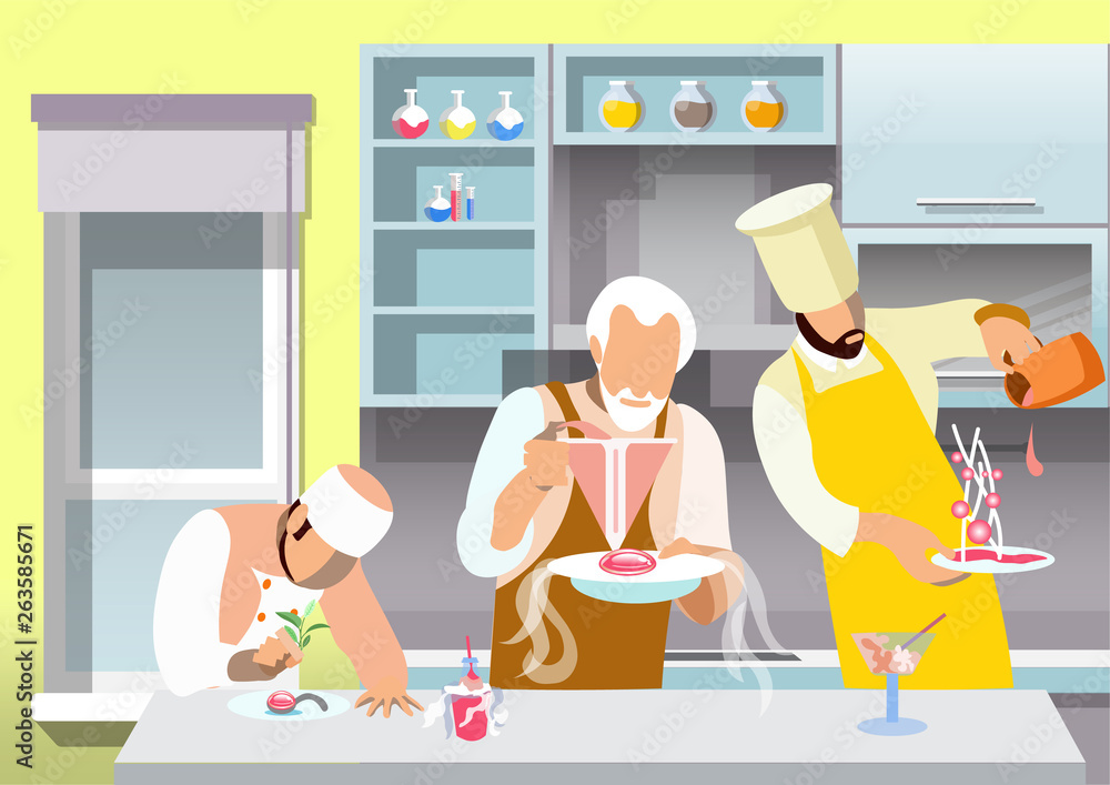Molecular Gastronomy Flat Vector Illustration Molecular Gastronomy Flat Vector Illustration