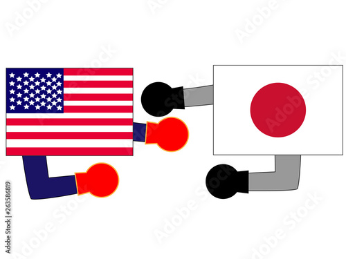 国と国の外交。アメリカと日本との関係を表現している。