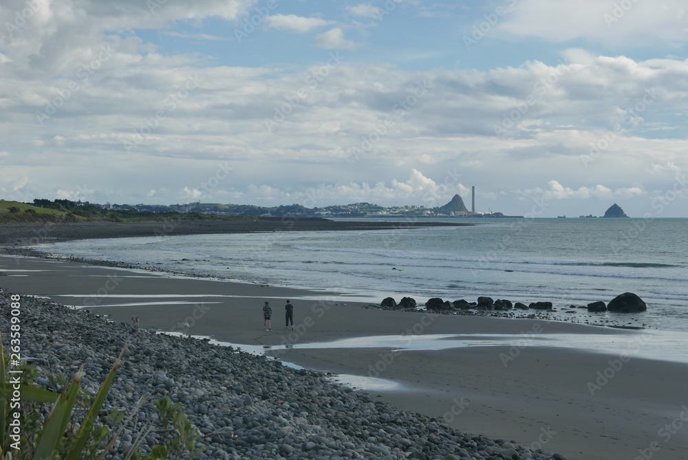View along coastline to Port Taranaki