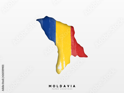 Photos Moldavia detailed map with flag of country