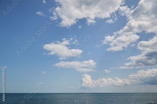 blue sky with cloudover the sea, nice weather photo