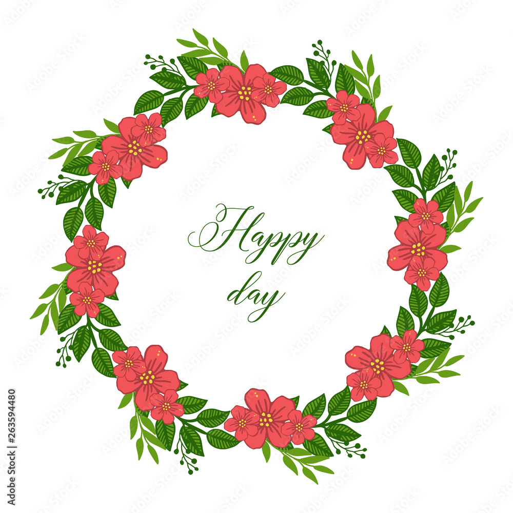 Vector illustration elegant green leafy flower frame for happy day