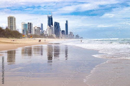 View from the beach at the skyline from surfers paradise, Gold Coast 