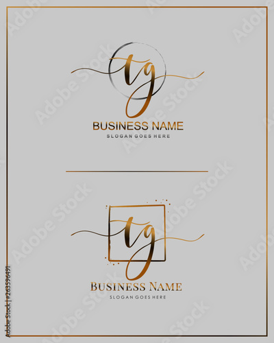 Initial T G TG handwriting logo vector. Letter handwritten logo template.