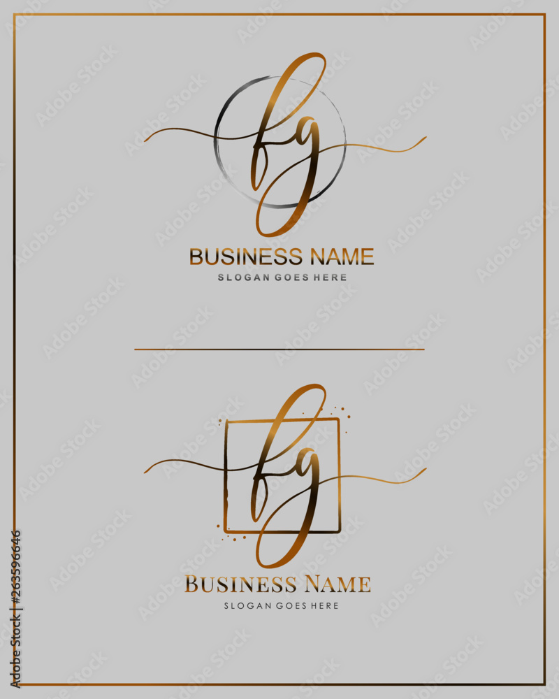 Initial F G FG handwriting logo vector. Letter handwritten logo template. Initial F G FG handwriting logo vector. Letter handwritten logo template.