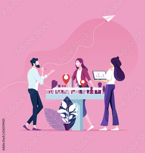 Business real estate investment with group investor meeting concept