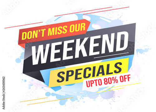 Weekend Special sale tag. Banner design template for marketing. Special offer promotion retail. background banner modern graphic design for advertising store shop, online store, website, landing page