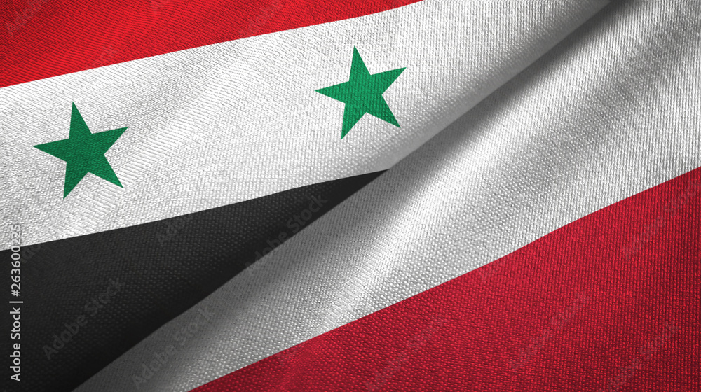 Syria and Poland two flags textile cloth, fabric texture Syria and Poland two flags textile cloth, fabric texture