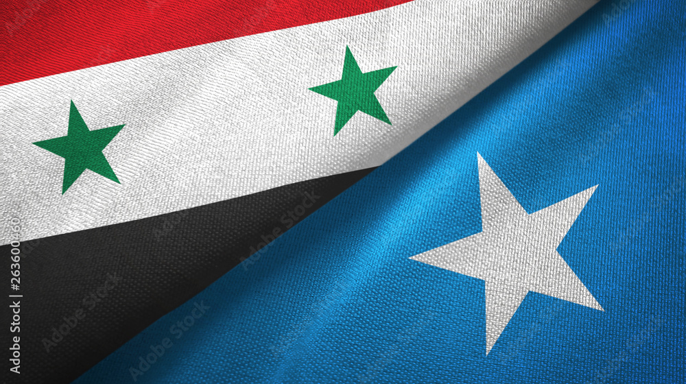 Syria and Somalia two flags textile cloth, fabric texture Syria and Somalia two flags textile cloth, fabric texture
