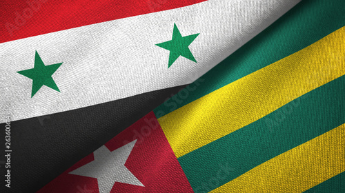 Syria and Togo two flags textile cloth, fabric texture