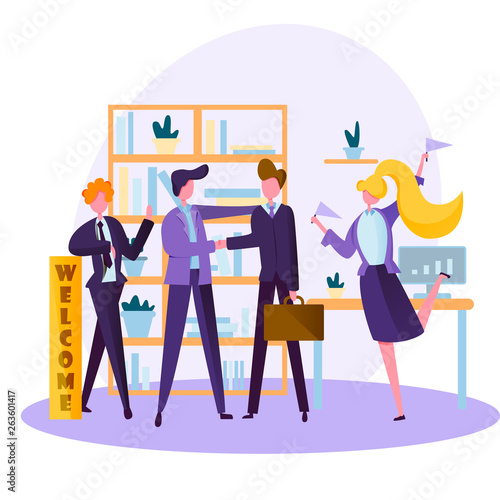 finding a new employee, expanding the company, new post available, the company needs a new worker, Vector image, flat design, modern colorful illustration with characters.