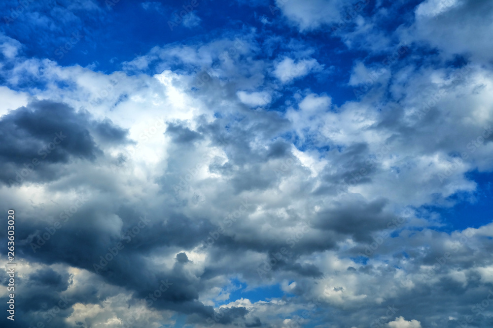 White Clouds with Blue Sky Background.