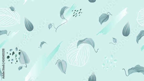 Seamless pattern, leaves an...