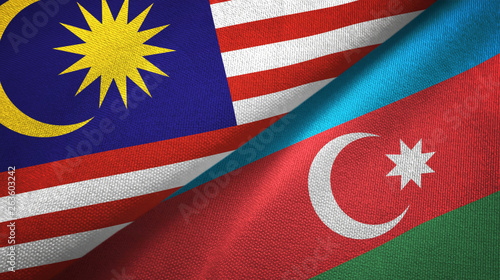 Malaysia and Azerbaijan two flags textile cloth, fabric texture