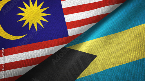 Malaysia and Bahamas two flags textile cloth, fabric texture