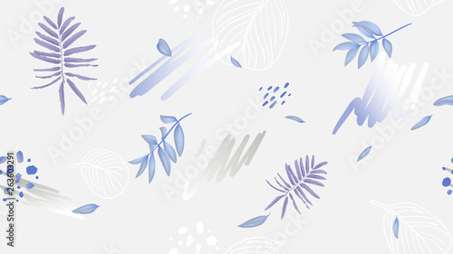 Seamless pattern, leaves an...
