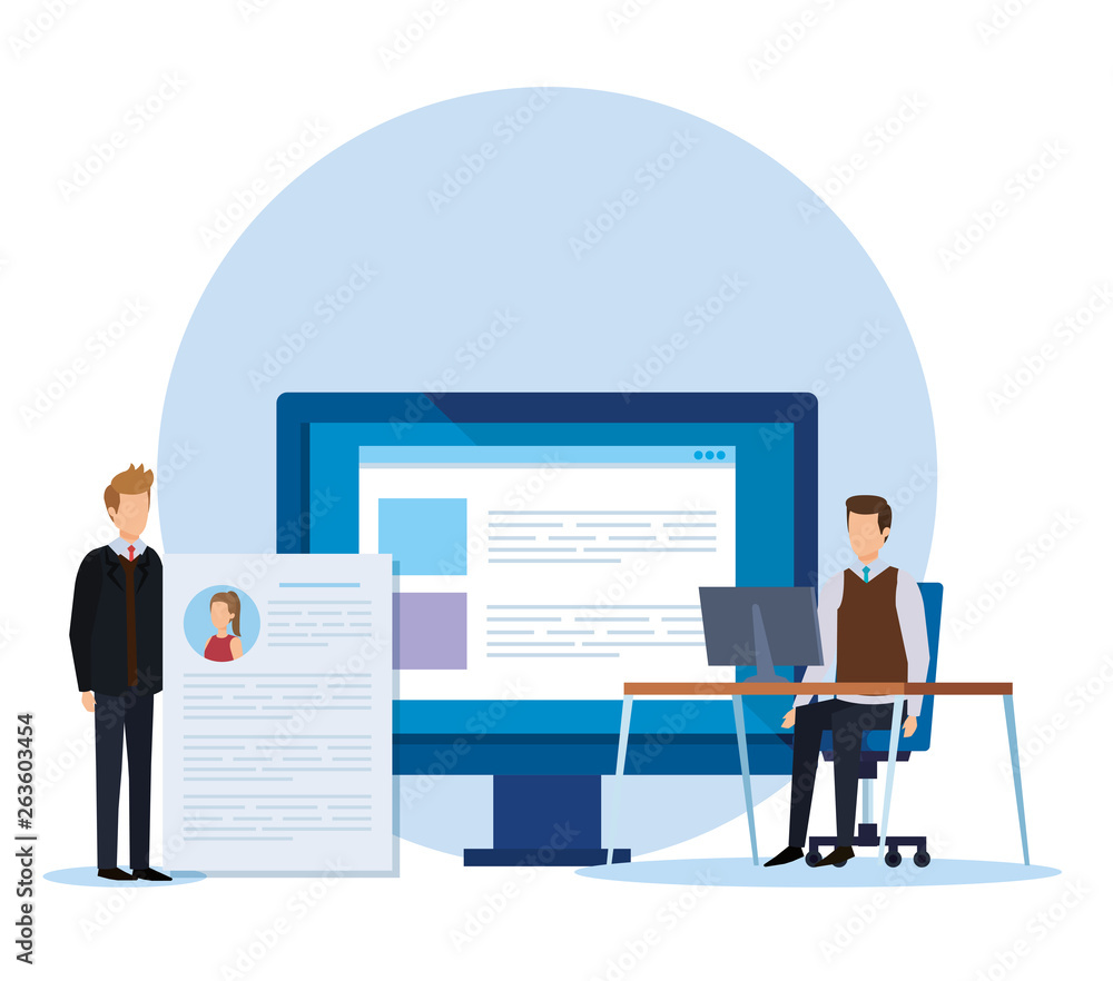 businessmen office with computer and curriculum vitae businessmen office with computer and curriculum vitae