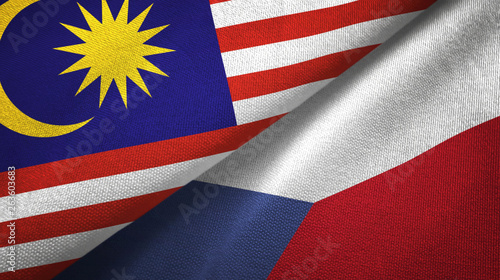 Malaysia and Czech Republic two flags textile cloth, fabric texture