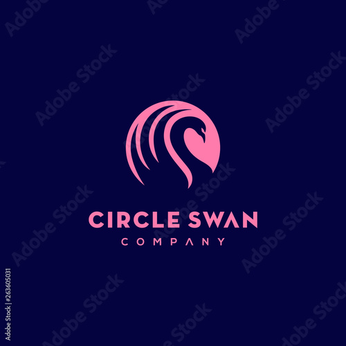 swan logo with circle design vector illustration