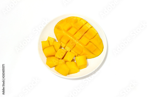 Mango slices isolated on a white background