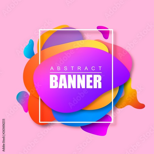 Modern abstract banner. Gradient geometric shape of different colors. Template ready for use in web or print design.