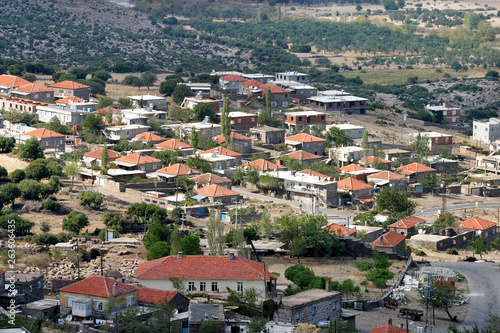 Behramkale Village from Assos Athena Temple in Canakkale  Turkey