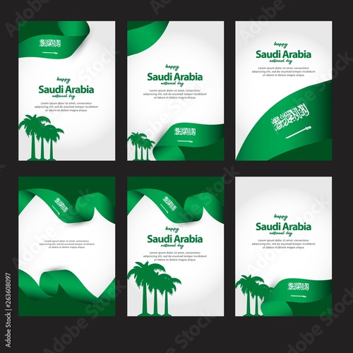 Saudi arabia independence day and national day illustrations