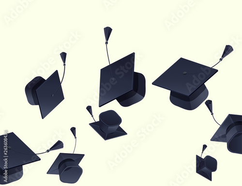 High school graduation hats mortarboard fly up