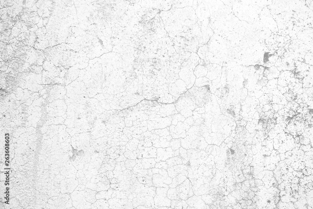 White Cracked Concrete Wall Texture Background.