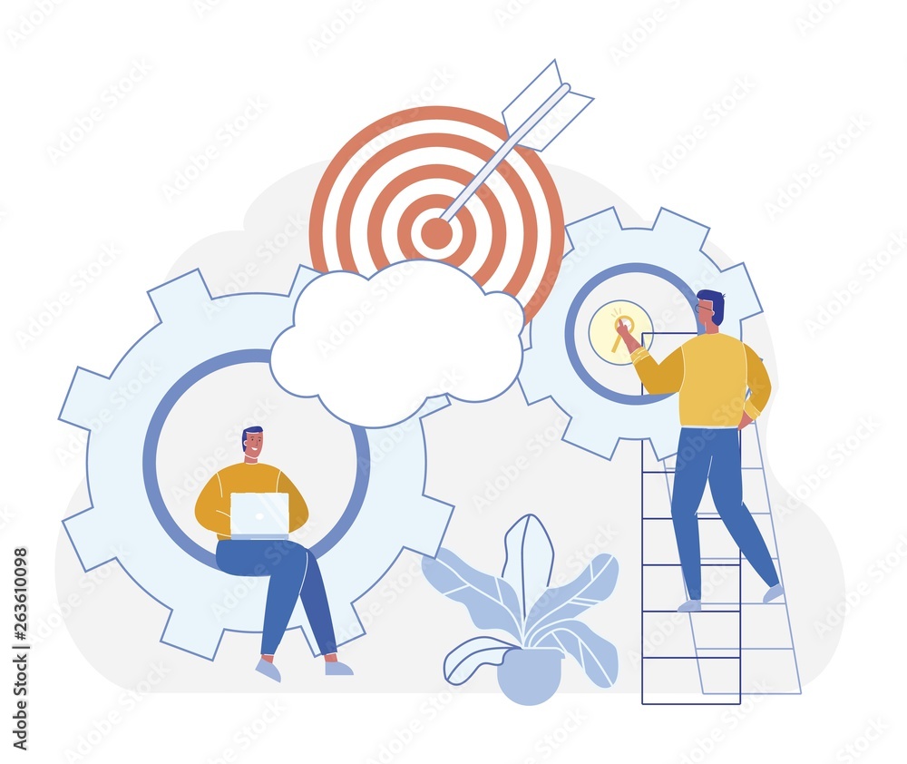 Cartoon Vector Purposeful Effort to Achieve Goal. Cartoon Vector Purposeful Effort to Achieve Goal.